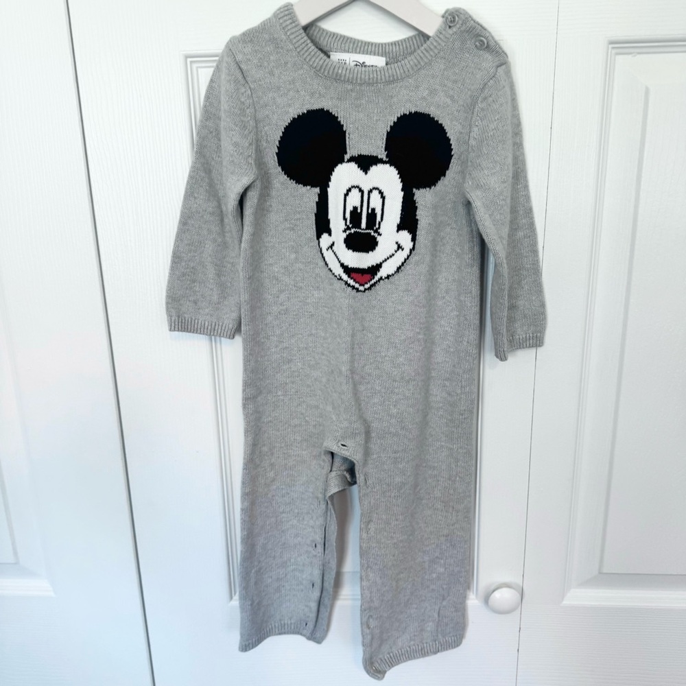 BABY GAP Gray Mickey Mouse Kids Sweater Bodysuit 18-24 months